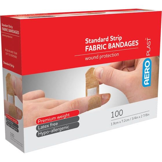 Aeroplast Standard Strip Fabric Bandages AFP501 Flesh 1.9cm x 7.2cm Box 100