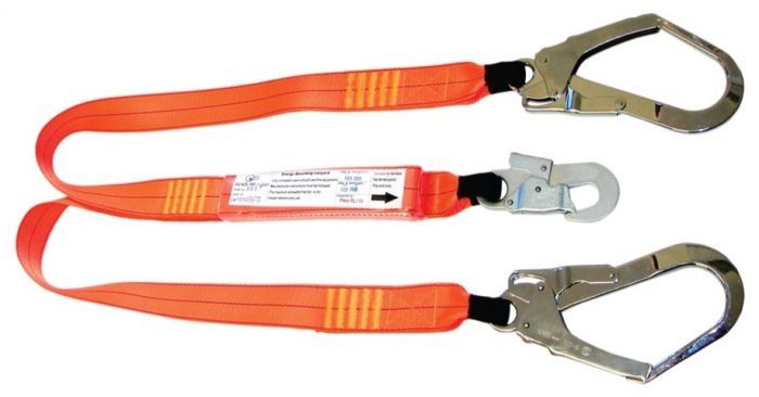 QSI 1.5m Double Leg Shock Lanyard with Double Action Hook & 2 Scaffold Hooks