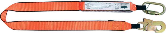 QSI 2m Single Leg Lanyard with Triple Action Carabiner & Double Action Hook