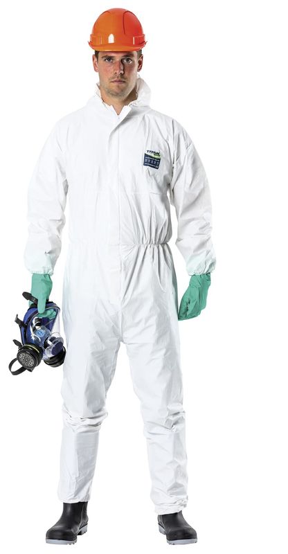 Esko Titan 380 BWF Fabric Biohazard Type 5 And 6 Asbestos And Water Resistant Coverall White