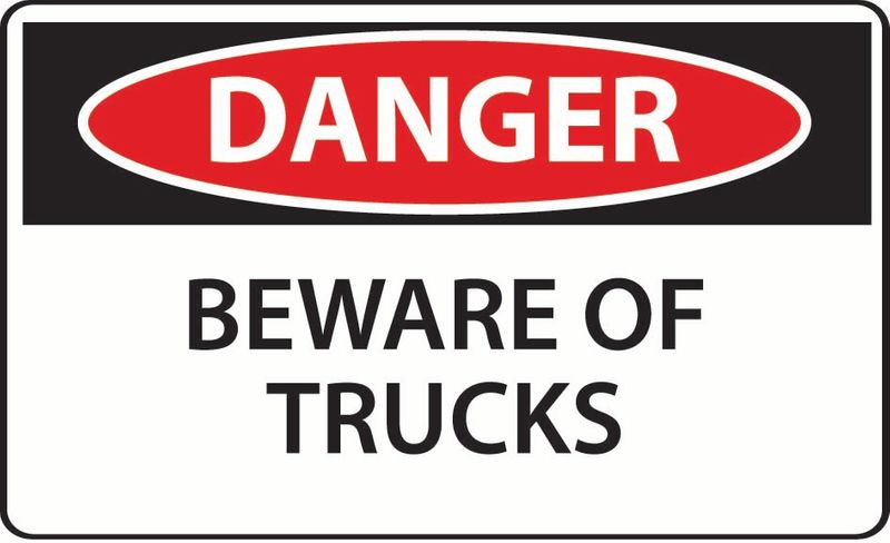 Danger Beware Of Trucks Sticker