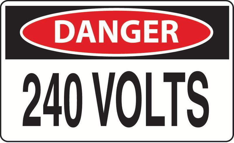 Danger 240 Volts Sticker