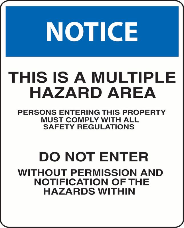 Notice This Is A Multiple Hazard Area… Sticker