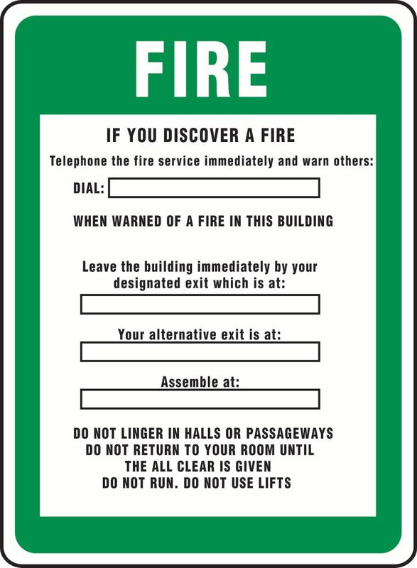 Fire If You Discover A Fire, Telephone… Coreflute