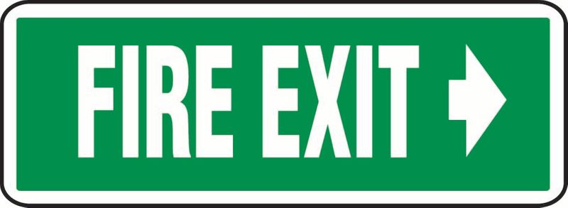 Fire Exit (Right Arrow) (Words Beside) Sticker