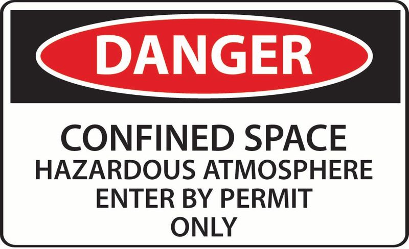Danger Confined Space Hazardous Atmosphere Enter By Permit Only Sticker