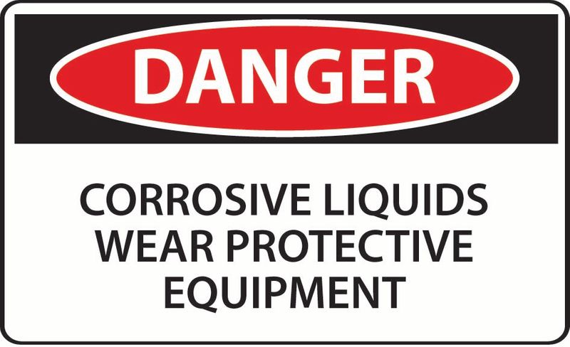 Danger Corrosive Liquids Wear Protective Equiptment Sticker