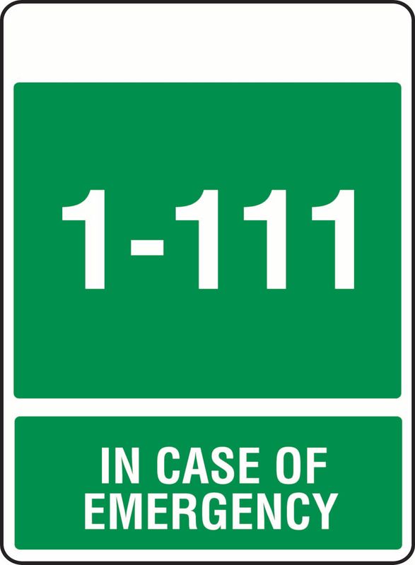 1-111 In Case Of Emergency PVC