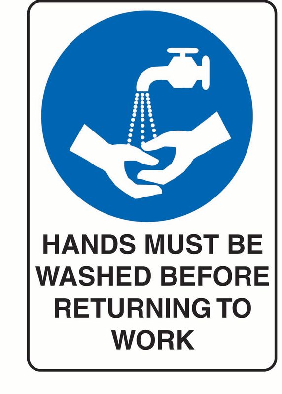 Hands Must Be Washed Before Returning To Work Sticker
