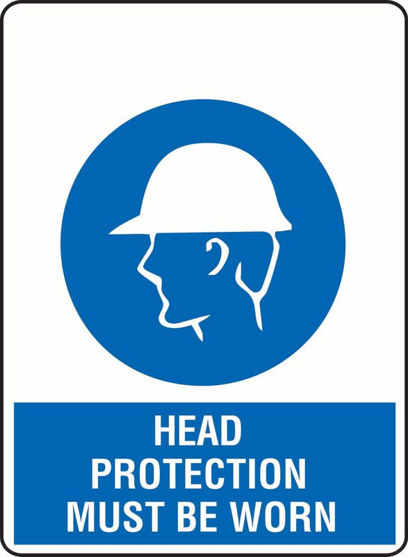 Head Protection Must Be Worn (Hat + Head) PVC