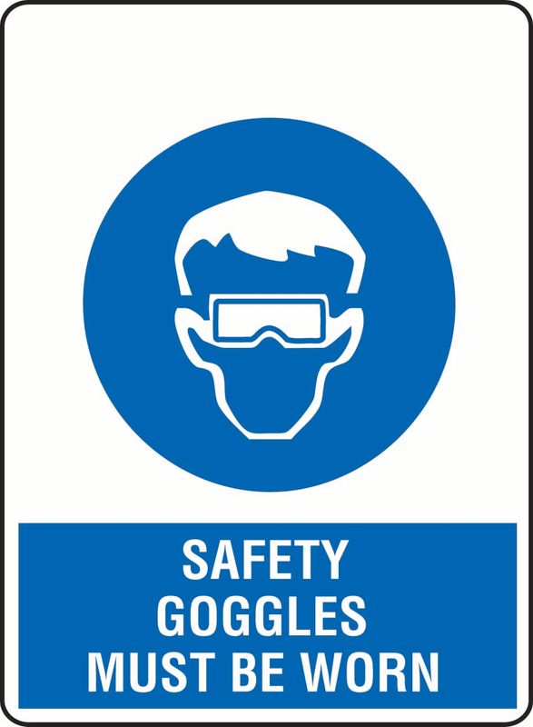 Safety Goggles Must Be Worn (Head + Goggles) PVC