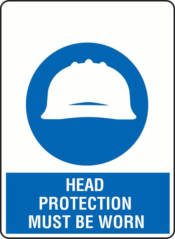 Head Protection Must Be Worn (Hat) Sticker