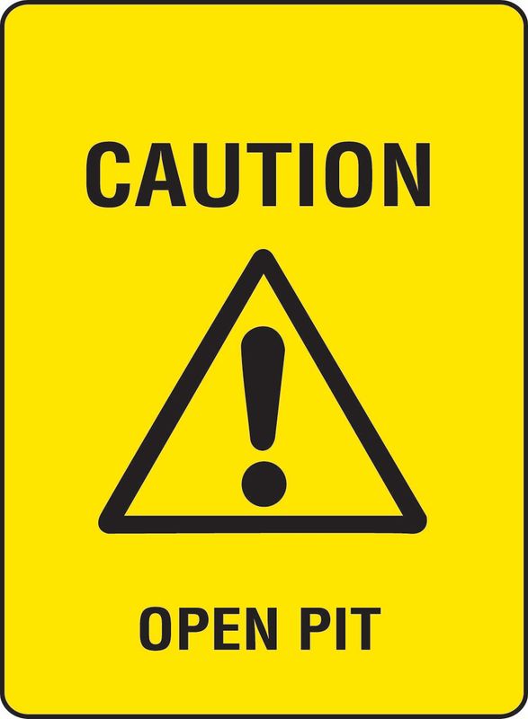 Caution Open Pit Sticker