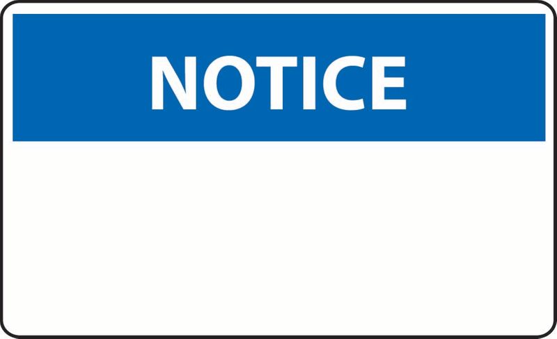 Notice (Custom Message) Coreflute