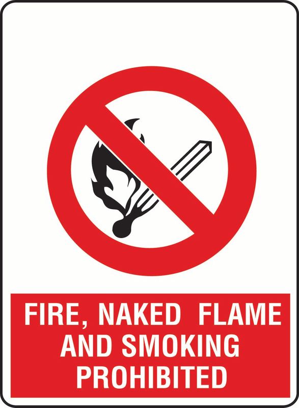 Fire, Naked Flame And Smoking Prohibited (Words In Red Box) ACM