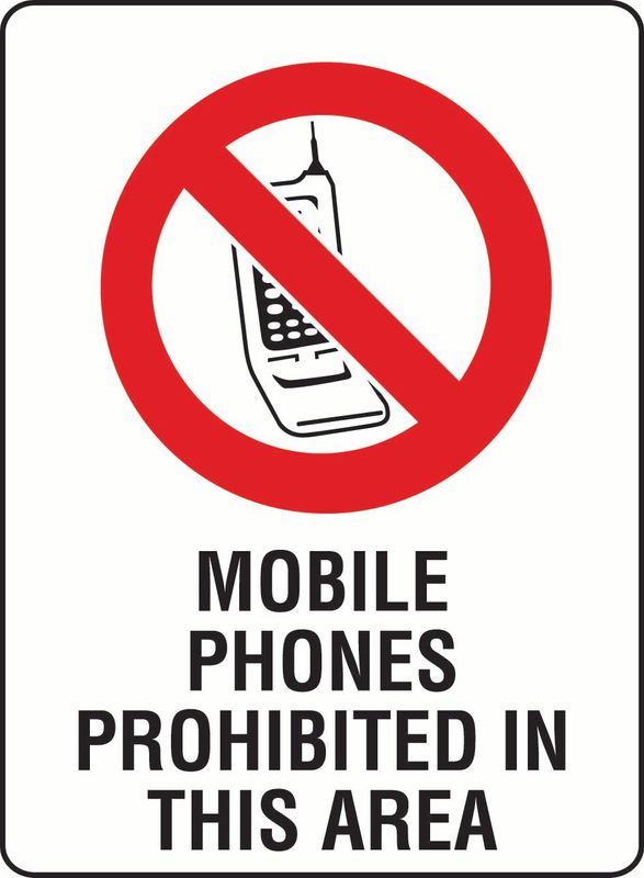 Mobile Phones Prohibited In This Area PVC