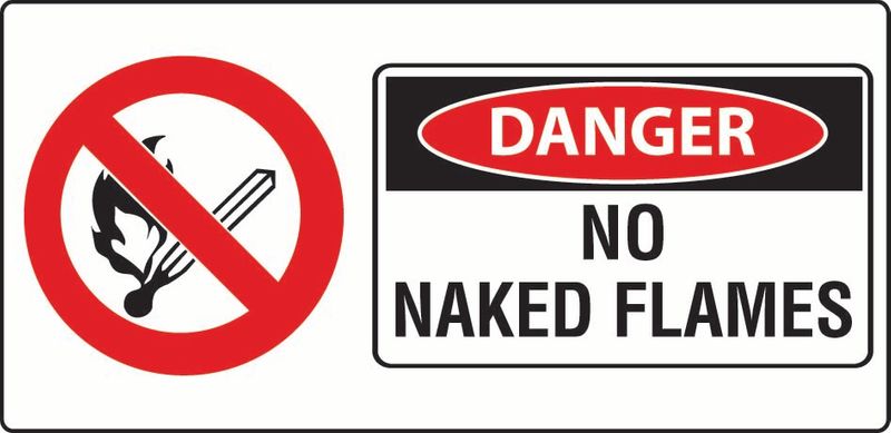 Danger No Naked Flames Sticker