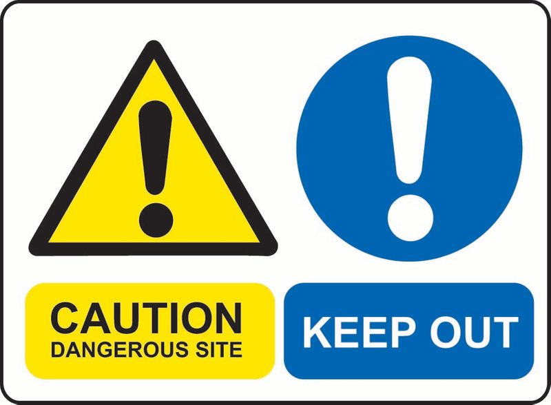 Caution Dangerous Site, Keep Out Sticker