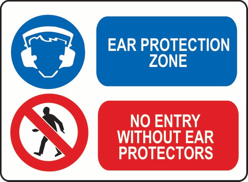 Ear Protection Zone, No Entry Without Ear Protectors Sticker