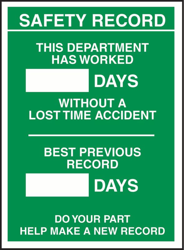 Safety Record Days Since, Record Department PVC