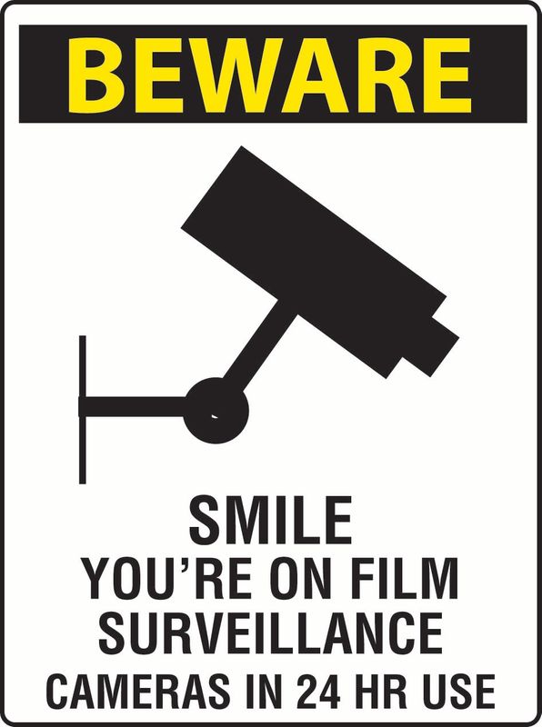 Beware Smile You're On Film Surveillance Cameras In 24 Hr Use Coreflute
