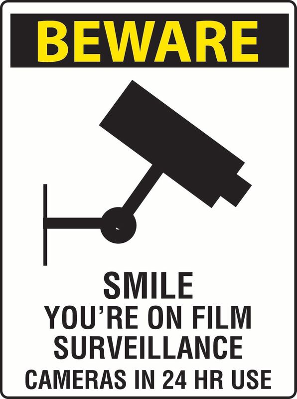 Beware Smile You're On Film Surveillance Cameras In 24 Hr Use Sticker