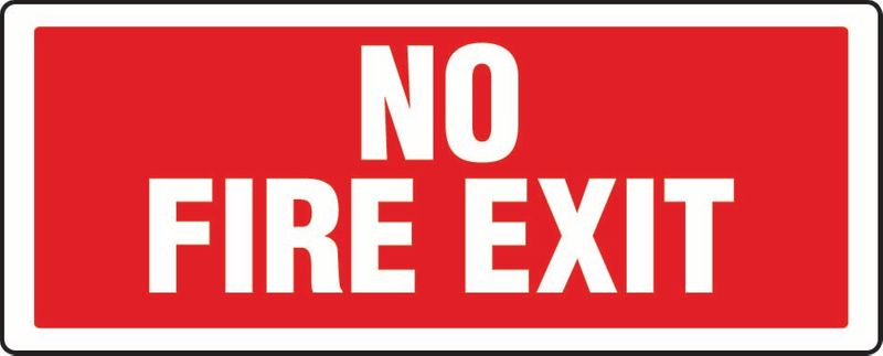 No Fire Exit Sticker
