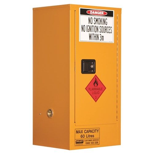Flammable Storage Cabinet 1 Door, 2 Shelf 60L Class 3 Flammable Liquid