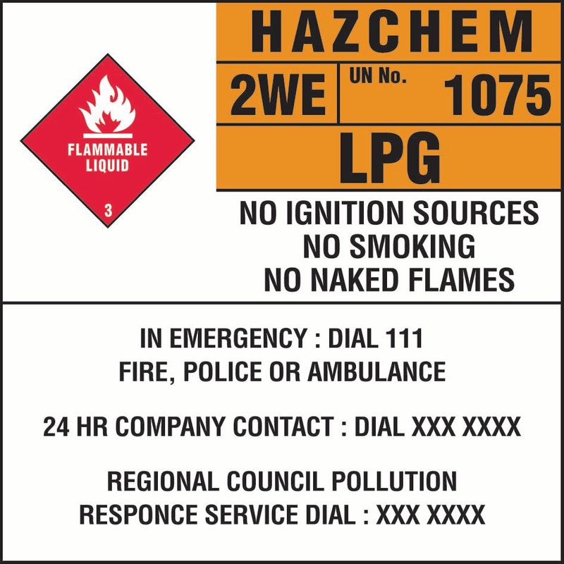 Hazchem 2WE 1075 LPG… Coreflute