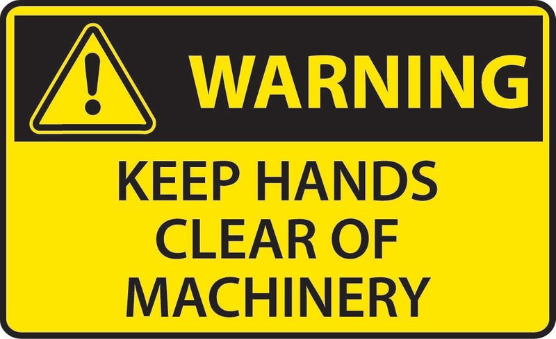 Warning Keep Hands Clear Of Machinery Sticker