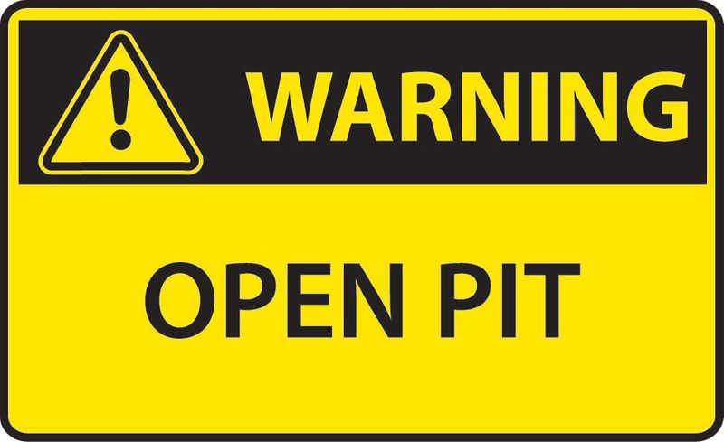 Warning Open Pit Sticker