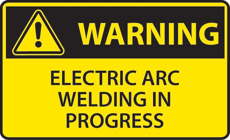 Warning Electric Arc Welding In Progress Sticker