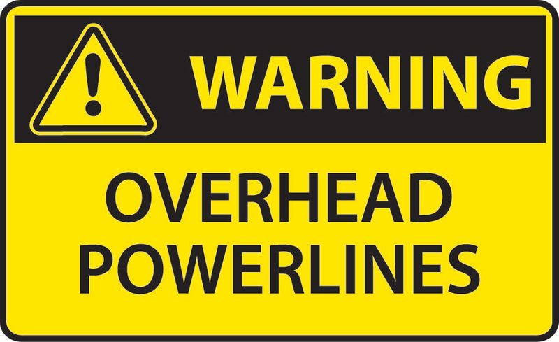 Warning Overhead Powerlines Sticker