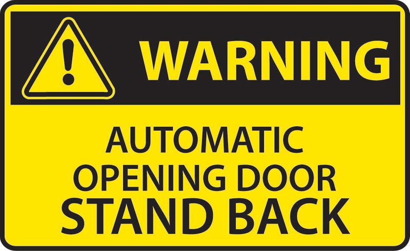 Warning Automatic Opening Door Stand Back Sticker