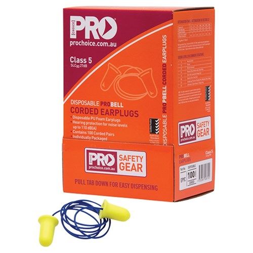 Pro Choice Probell Disposable Corded Earplugs 100 Pairs