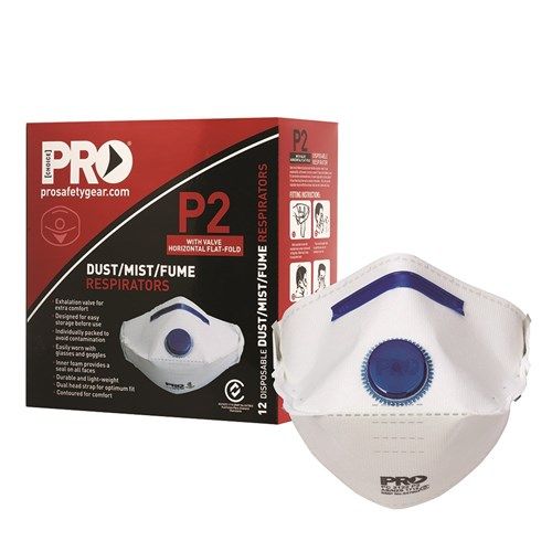 Pro Choice Flat Fold P2 + Valve Dust Masks Box 12
