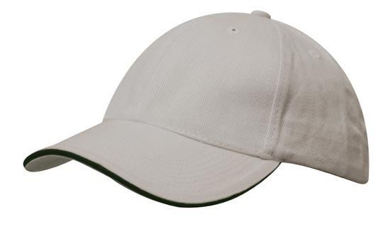 Headwear 6 Panel Brushed Cotton Cap with Sandwich Trim