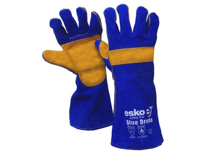 Esko Blue Brute' Premium Welders Glove Palm And Knuckle Bar Kevlar Stitch Blue/Gold 406mm