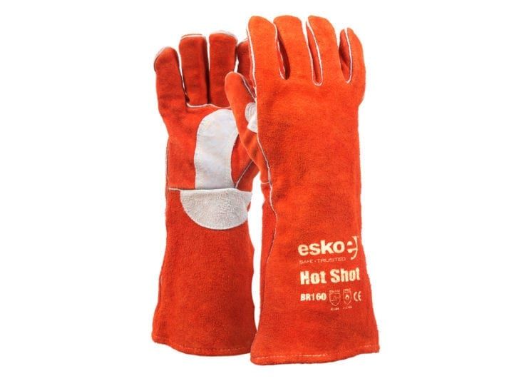 Esko Hot Shot Premium Welders Glove Kevlar Stitched Lined Welted Red