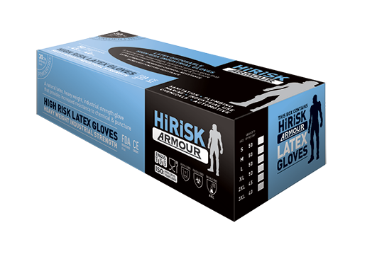 Armour Safety Blue Hi-Risk Latex Disposable Glove Box 45