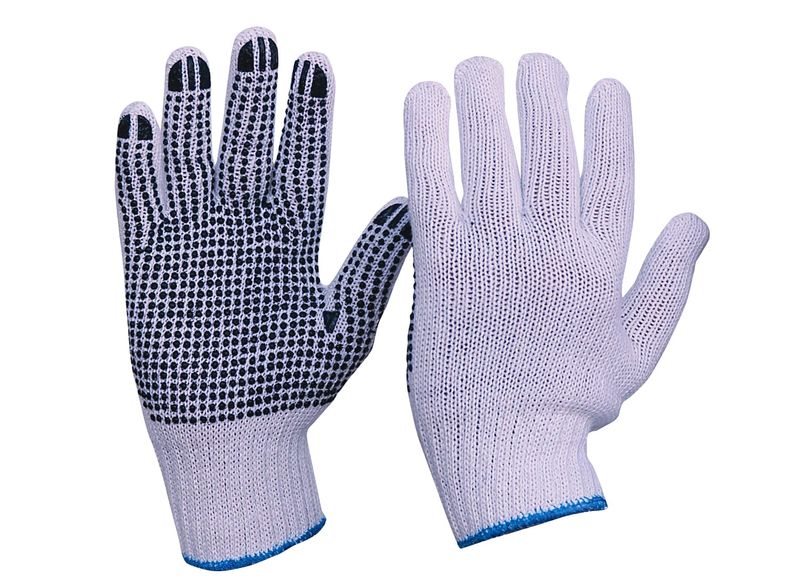 Esko Knitted Polycotton Glove PVC Dot Grip Single Side White/Black