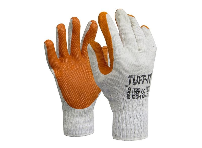 Esko Tuff-It Knitted Polycotton Glove Latex Dip Coating For Grip And Durability Red