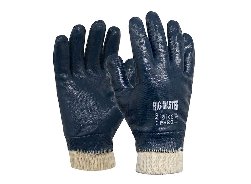 Esko Rig Master Nitrile Fully Double Dipped Coating On Polycotton Gloves Blue
