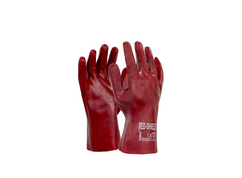 Esko Shield PVC Single Dipped Glove With Interlock Liner Red