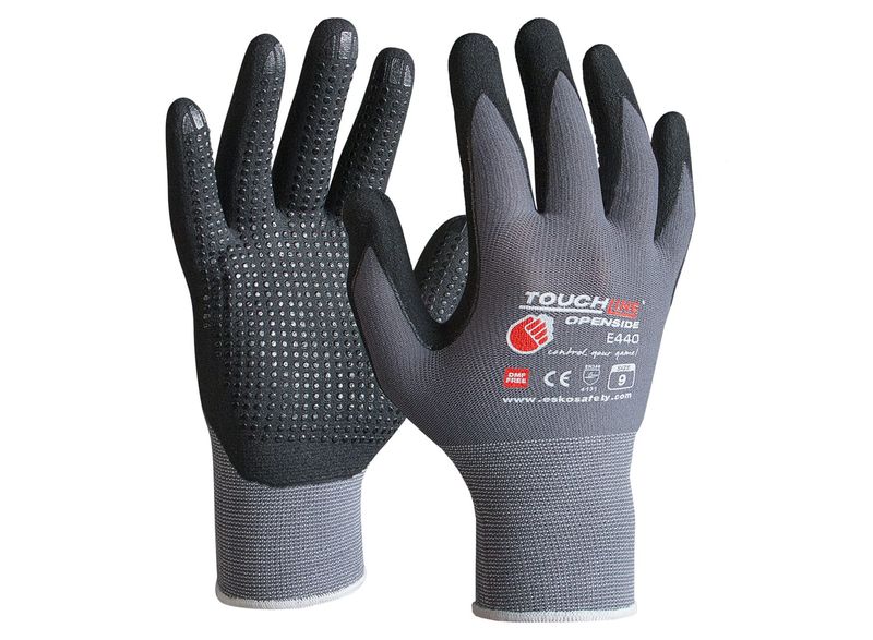 Esko Touchline Openside Nitrile 1/2 Dip Foam Coat With Micro Dots On Spandex Gloves