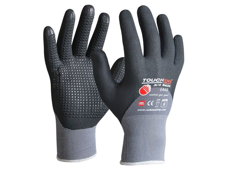 Esko Touchline 3/4Back Nitrile 3/4 Dip Foam Coat With Micro Dots On Spandex Gloves