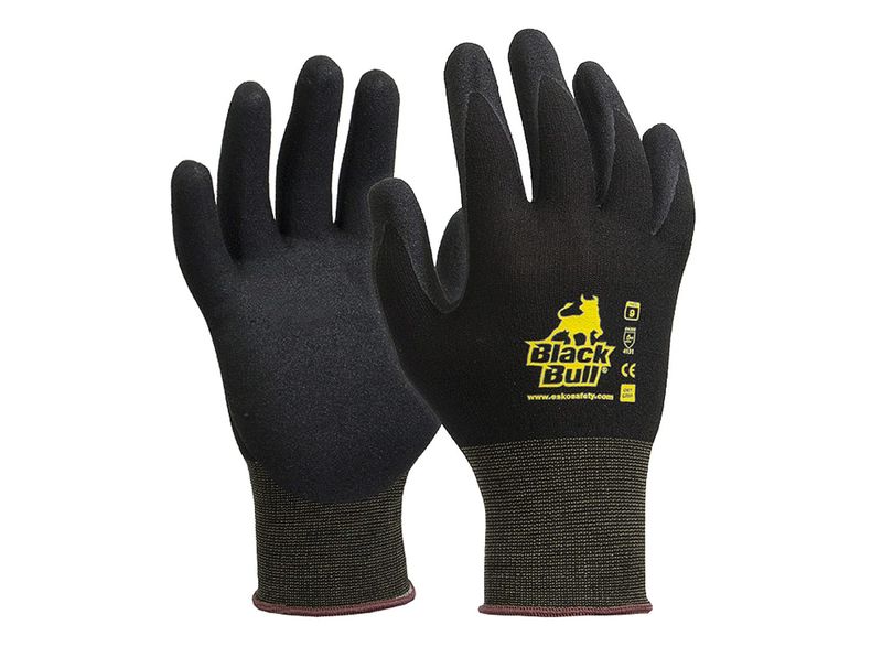 Esko Black Bull Heavy Duty Nitrile Polyamide Liner Gloves Black