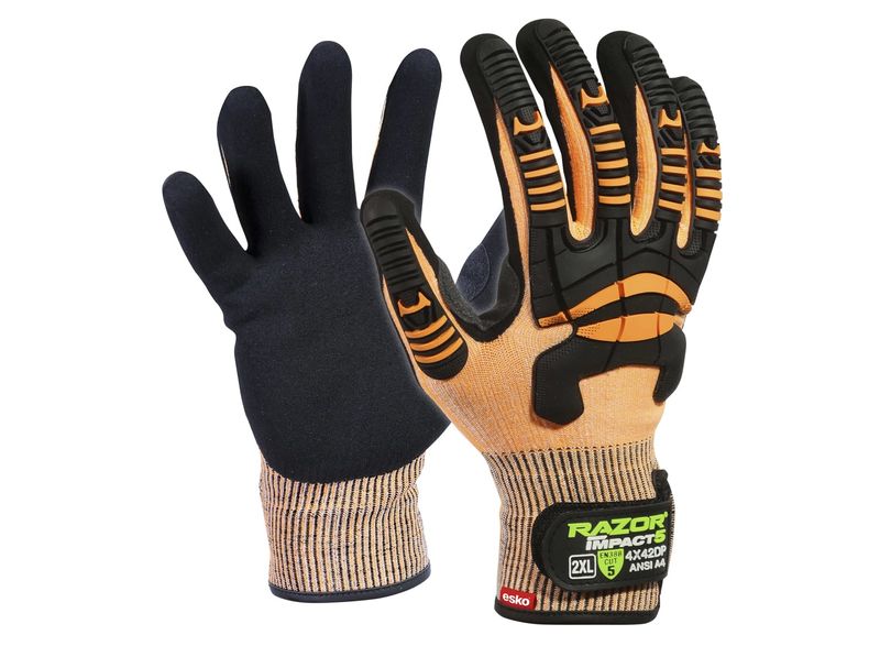 Esko Razor Impact5 Gloves Cut Resistant Level D Sandy Nitrile Coating TPR Impact Protection