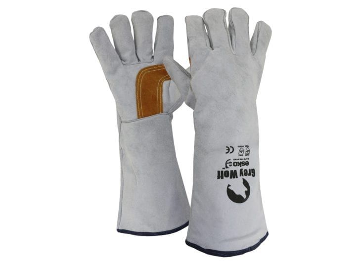 Esko Grey Wolf Welders Glove Reinforced Palm Lined And Kevlar Stitched 406mm Grey/Gold
