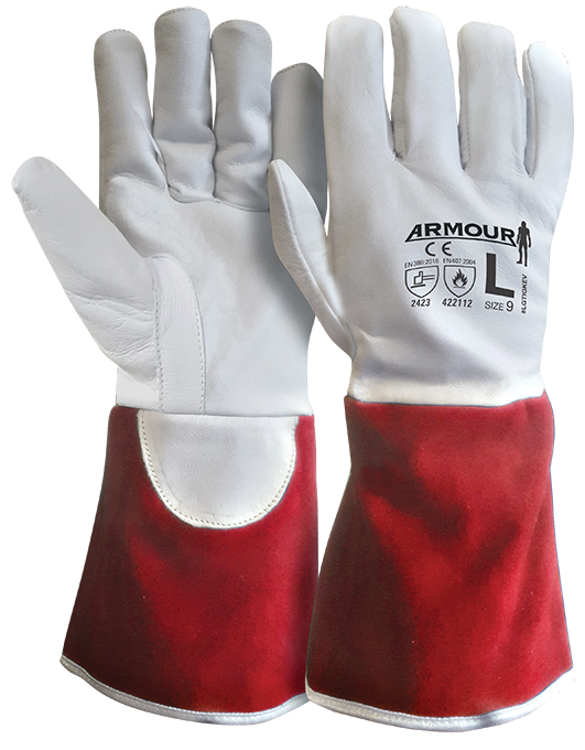 Armour Safety Leather TIG Kevlar Lined Cut 4 Welding 250°C 30cm